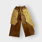 Faux Leather n Cargo Overlay Wide Leg Trousers