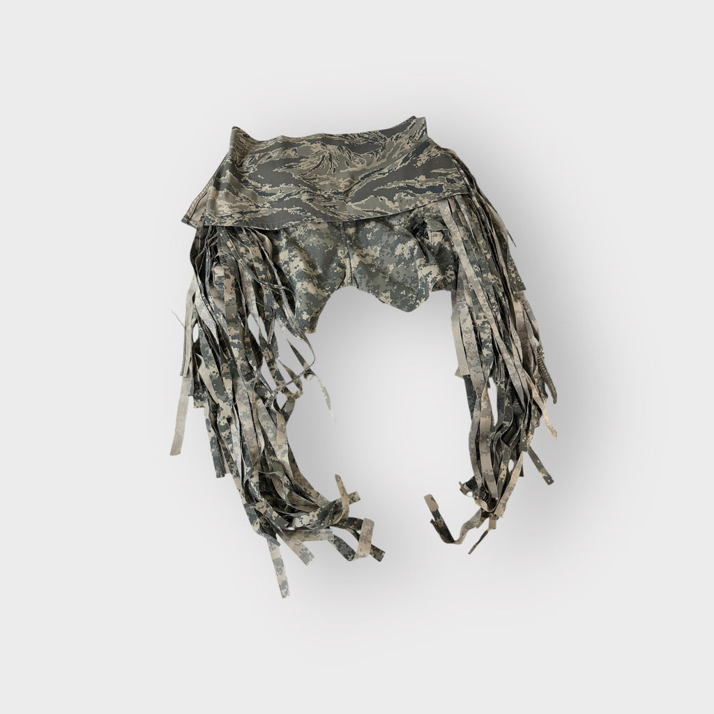 Digital Camo Exaggerated Fringe Shorts w Overlay