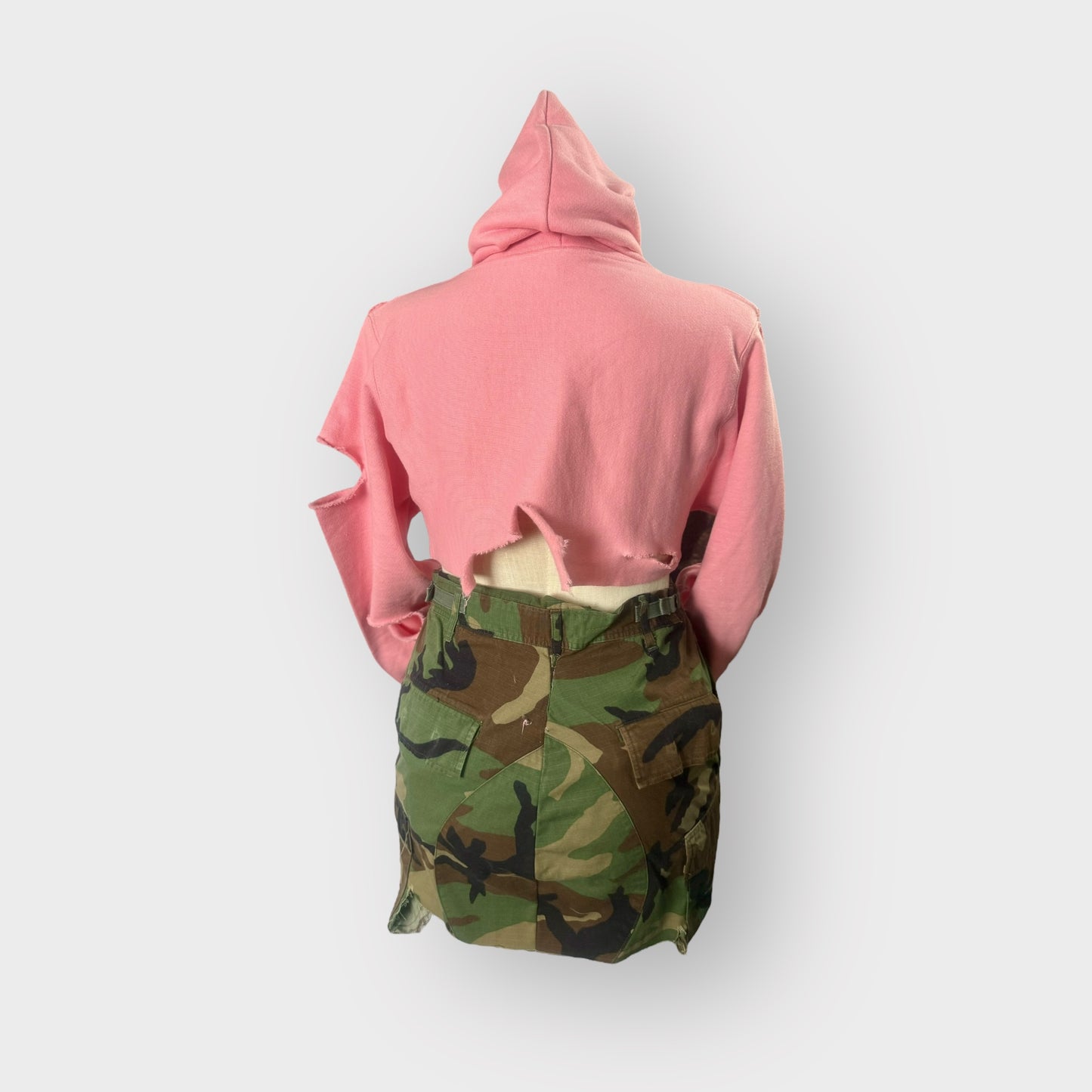 Distressed Corset Style Cropped Hoodie