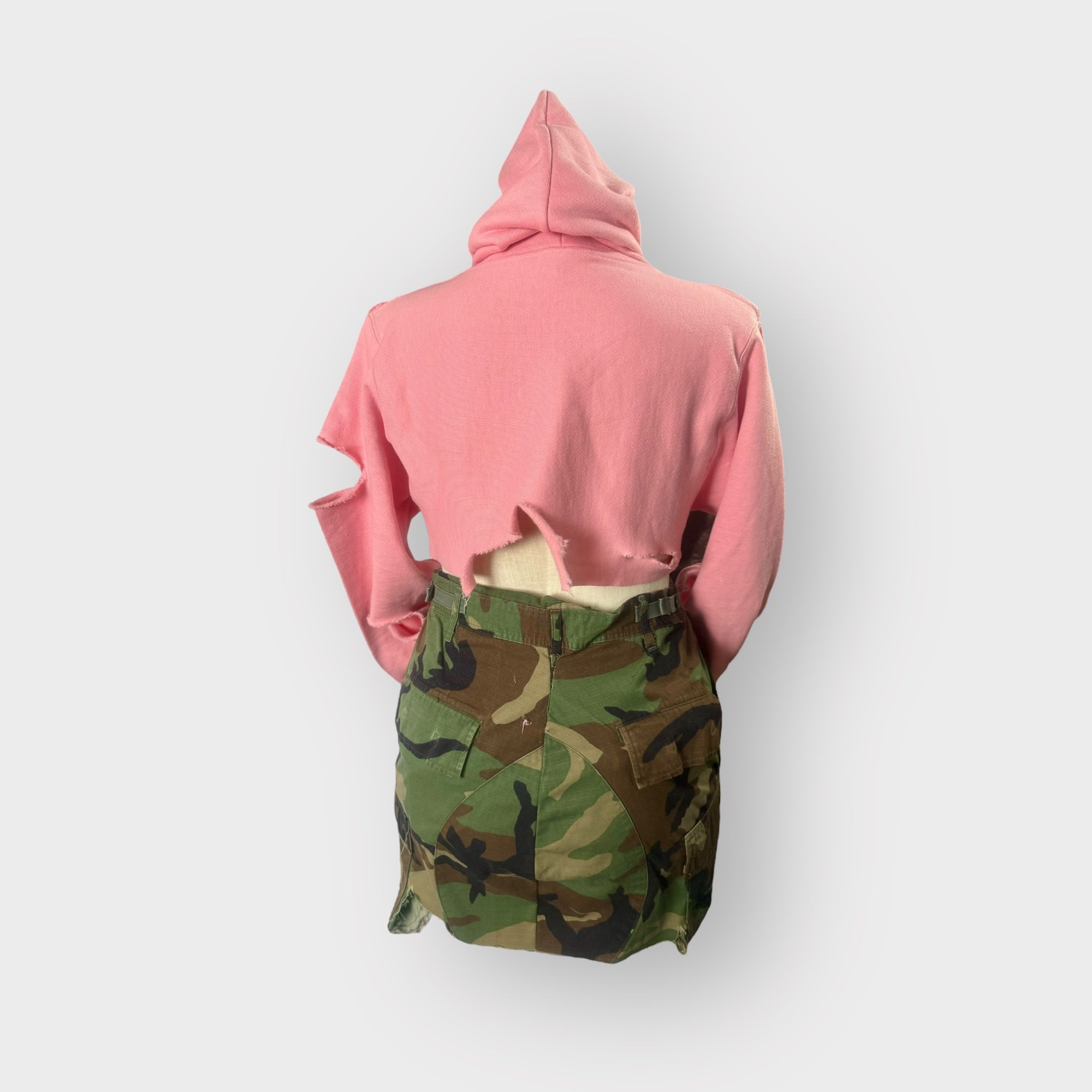 Distressed Corset Style Cropped Hoodie