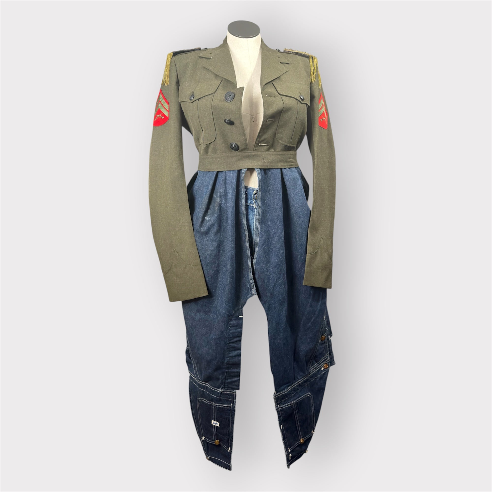 Military n Vintage Denim Tux Tail Duster