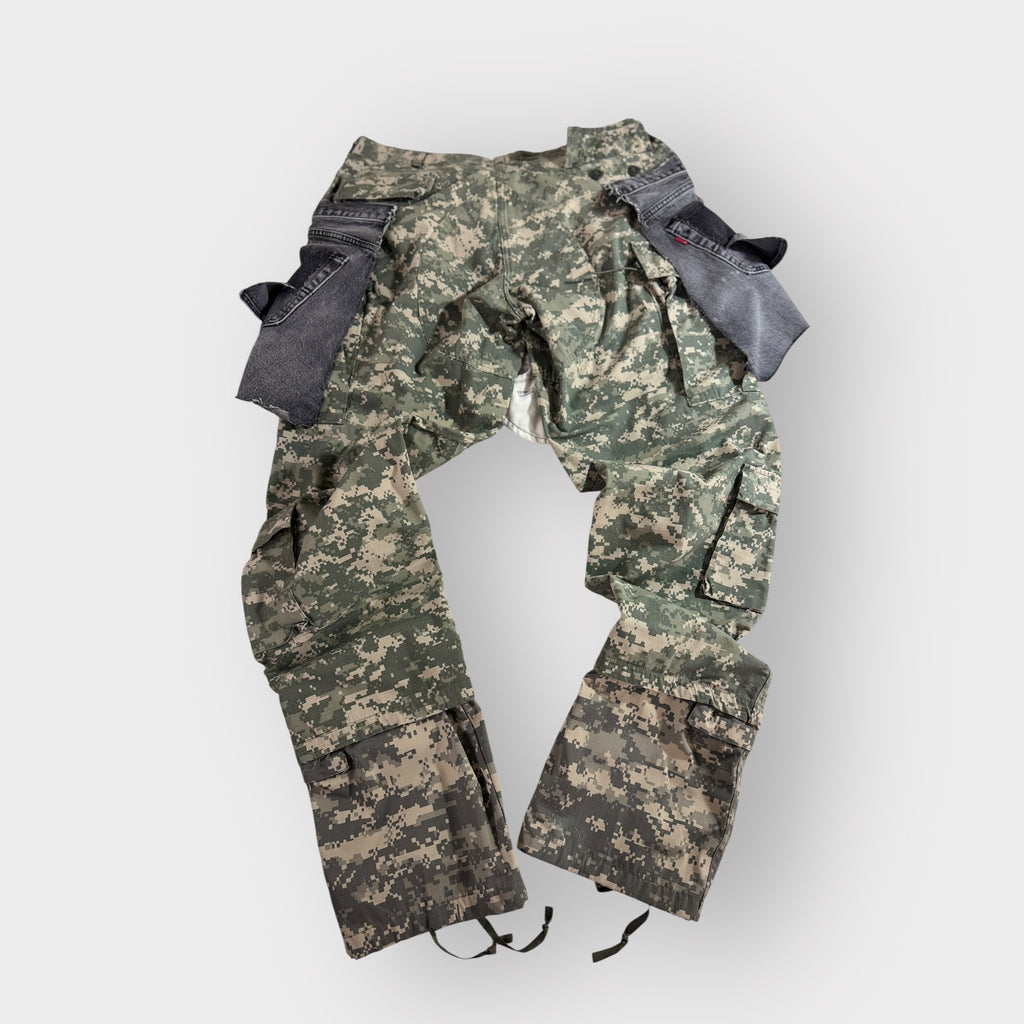 Distressed Overlay Digital Camo Cargos