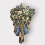 Western Style Ruffle Tuxe Tail Puff Sleeve Camo