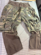 Ash Chocolate n Distressed Camo Oversized Cargos