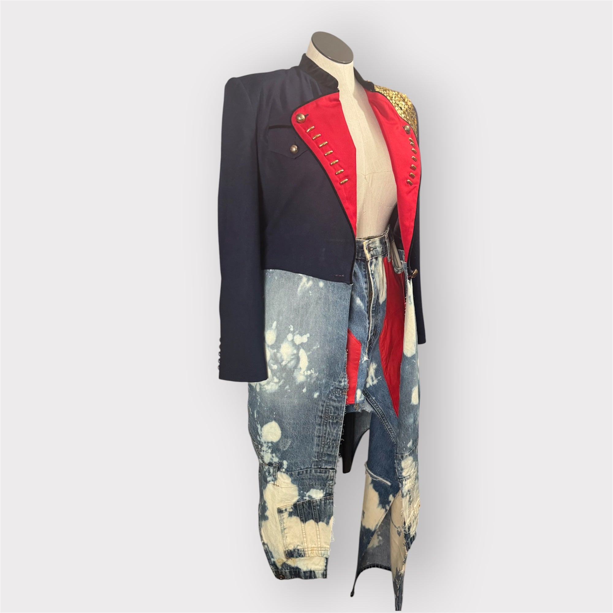 MJ Badd Military Couture n Distressed Denim Duster