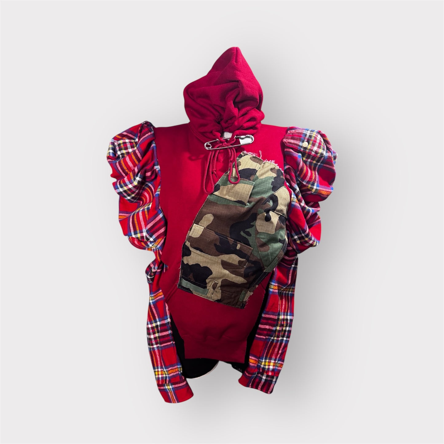 Asymmetrical Distressed Puff Sleeve Hoodie