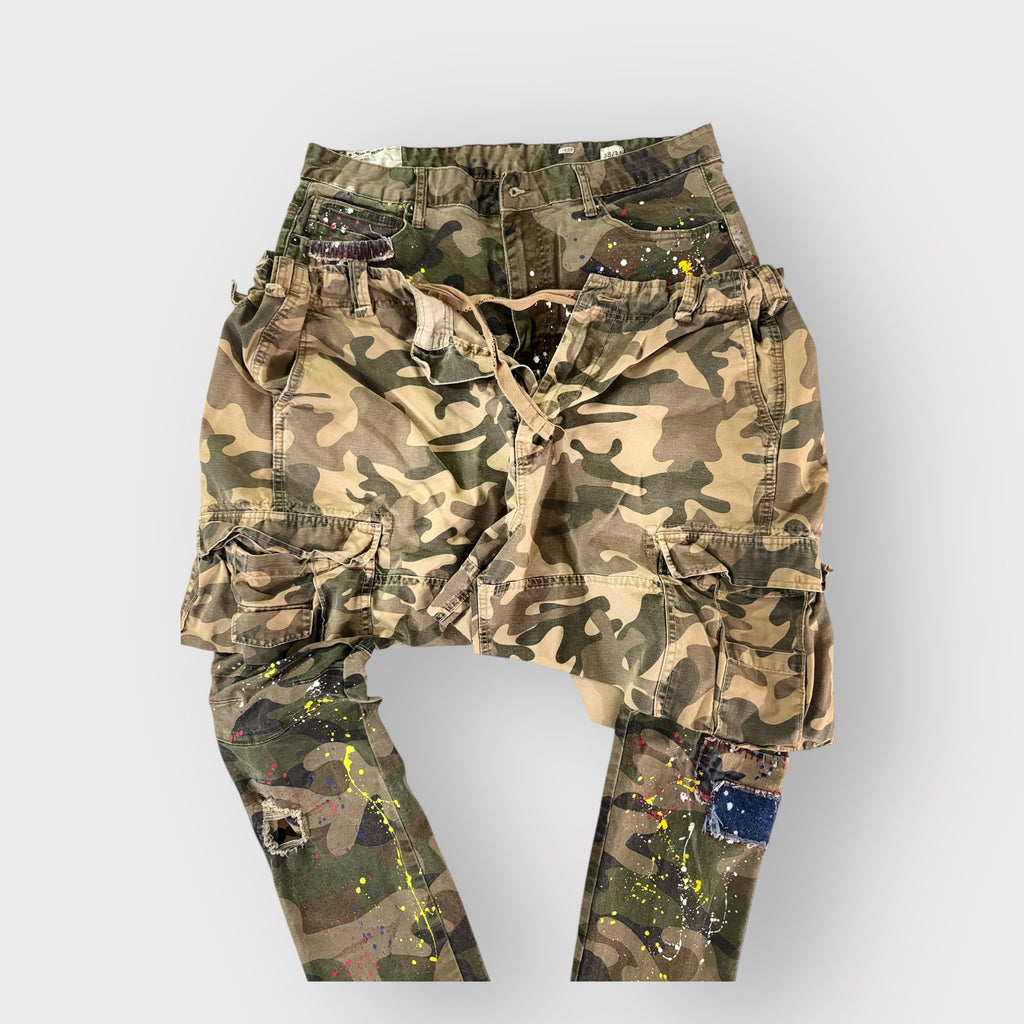Splattered Camo Overlay Jeans