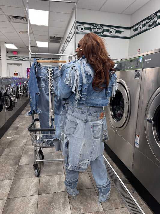 Fringe Shoulder Denim Jacket