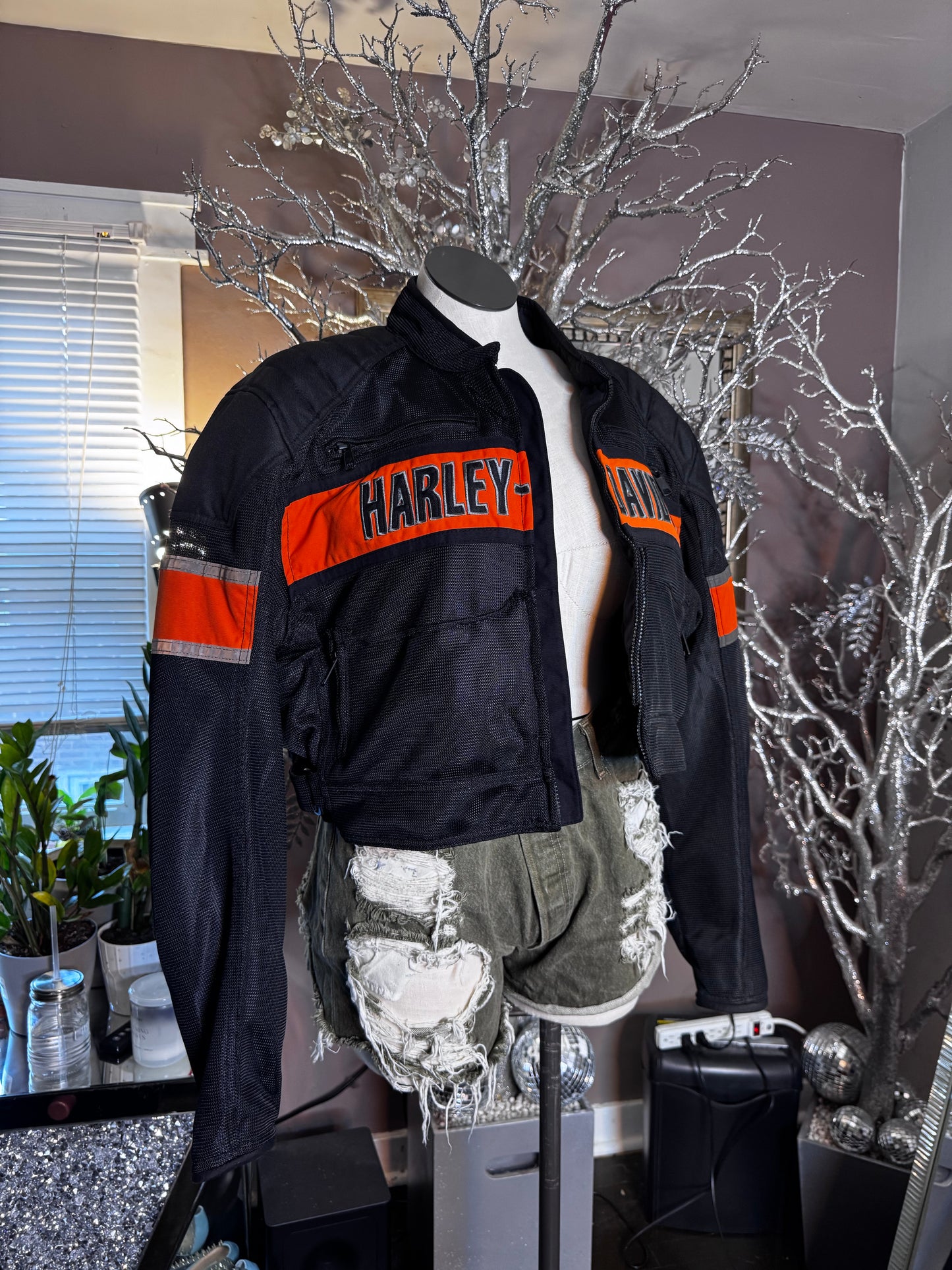 Custom Cropped Mesh Moto Jacket