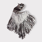 Denim Rodeo Style Double Waist Fringe Skirt