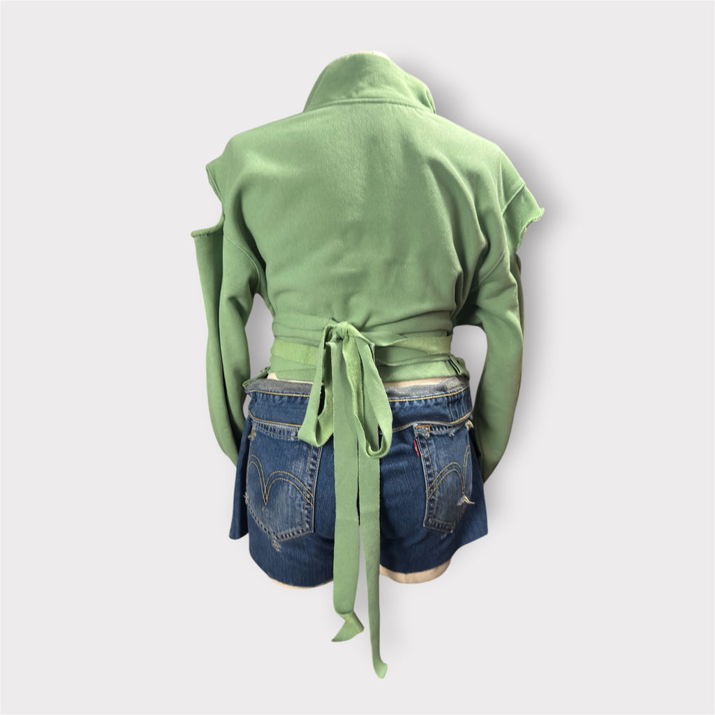 Pistachio Reconstructed Distressed Wrap Crewneck
