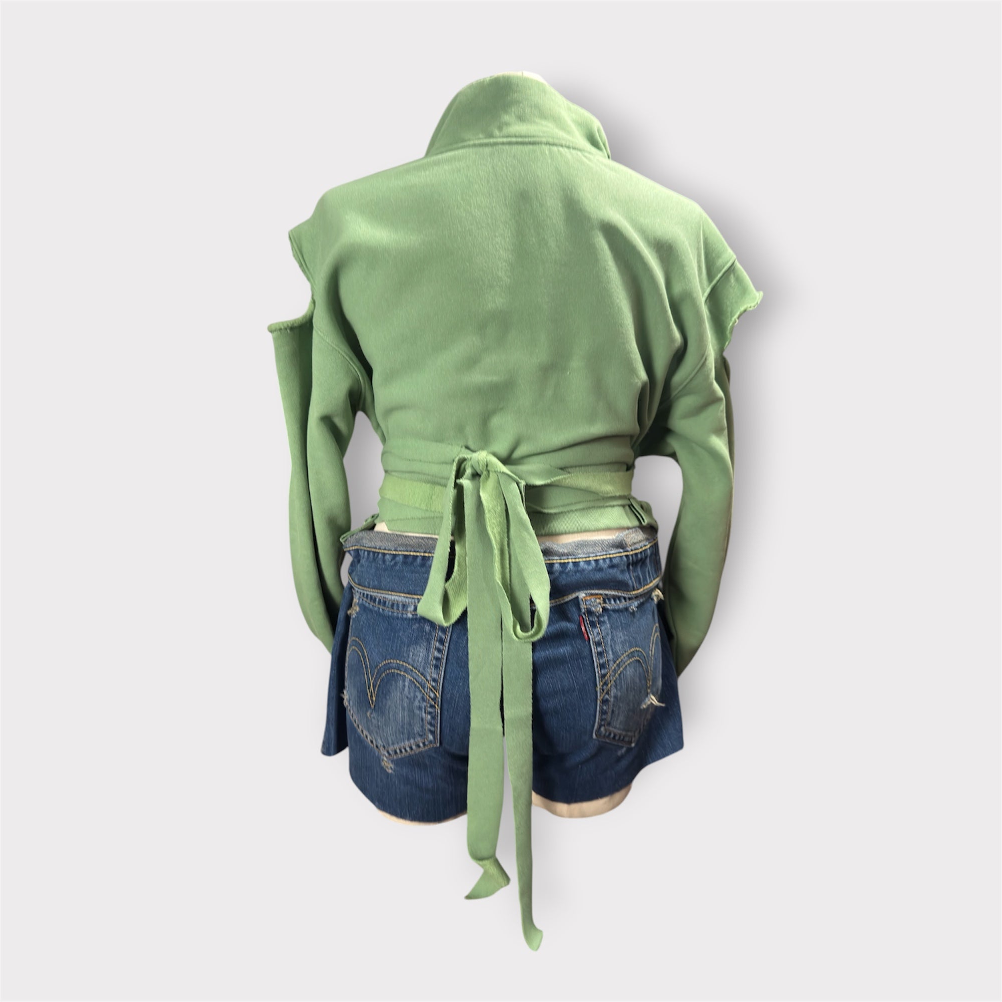 Pistachio Reconstructed Distressed Wrap Crewneck