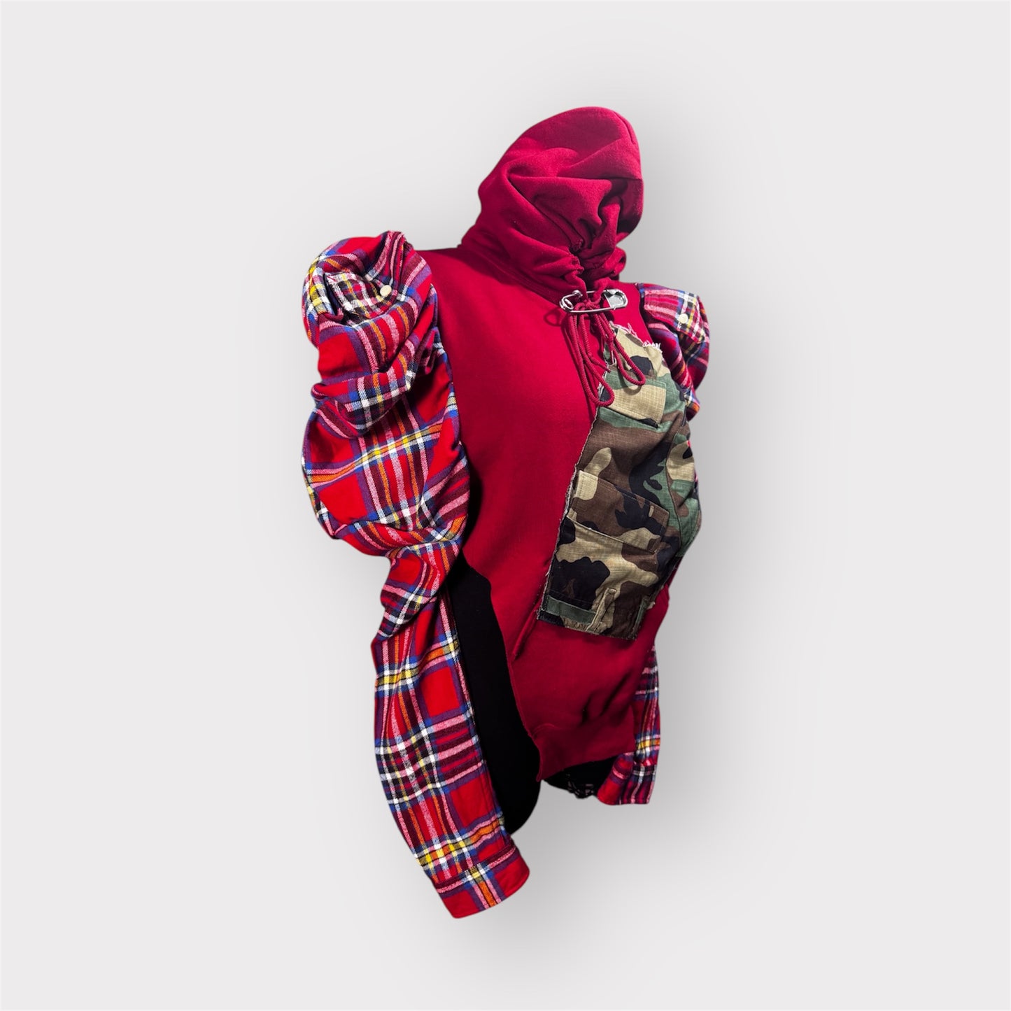 Asymmetrical Distressed Puff Sleeve Hoodie