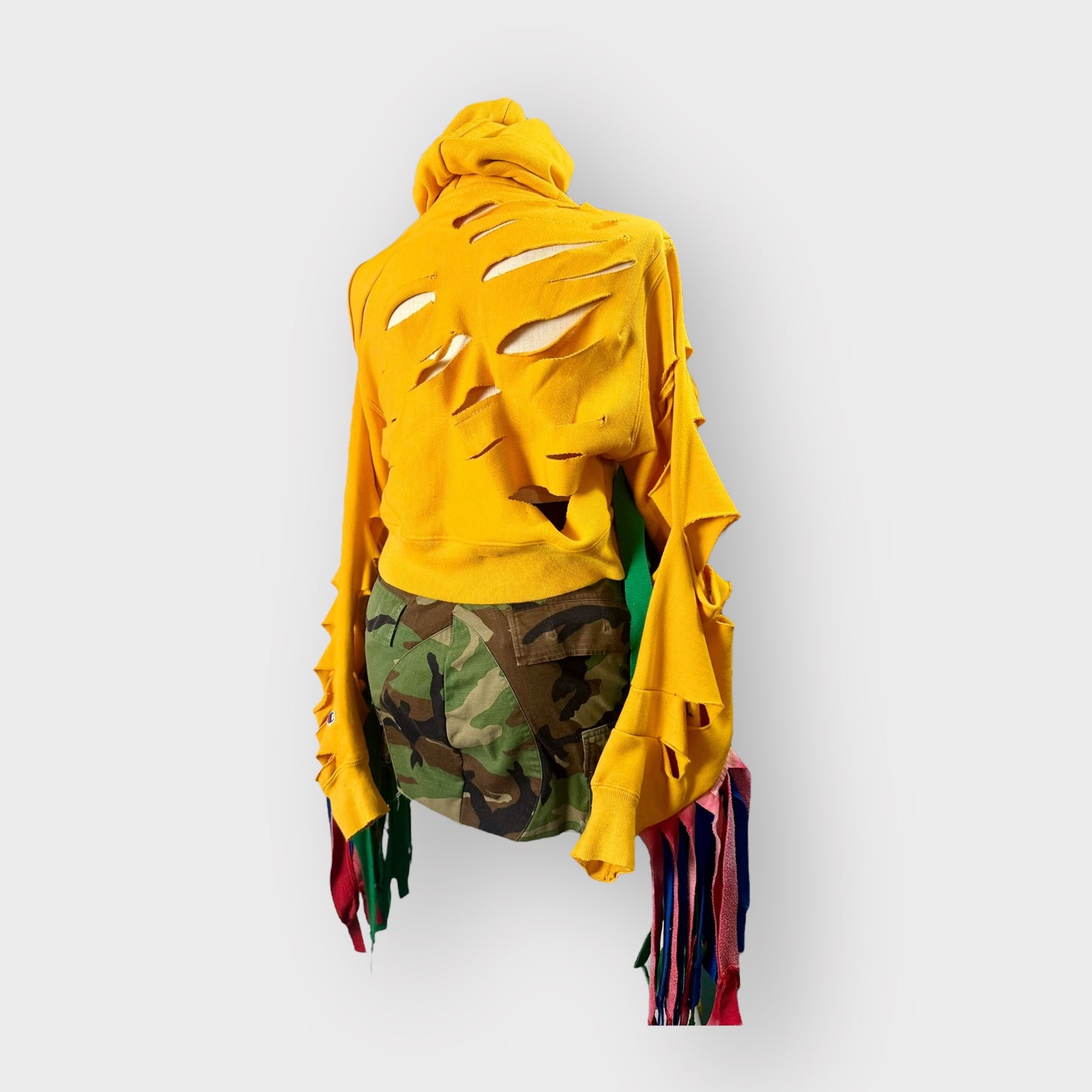 Multicolor Fringe Crop Hoodie