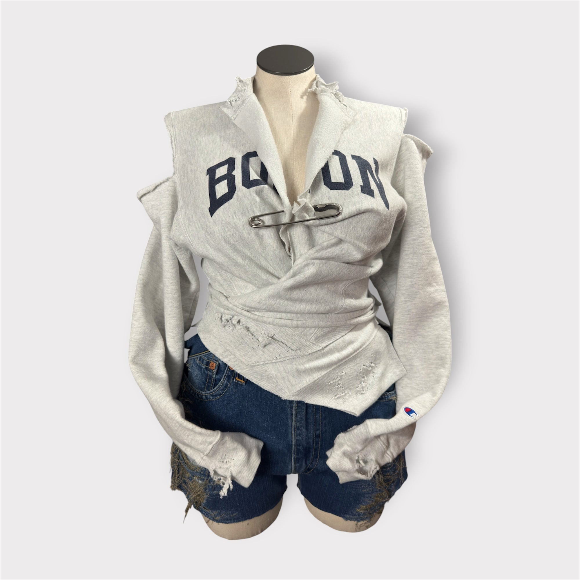 Reconstructed Distressed Wrap Crew Neck (Boston)