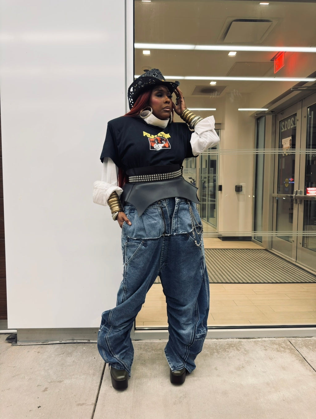 Triple Denim Drop Crotch Barrel Jeans