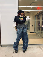 Triple Denim Drop Crotch Barrel Jeans