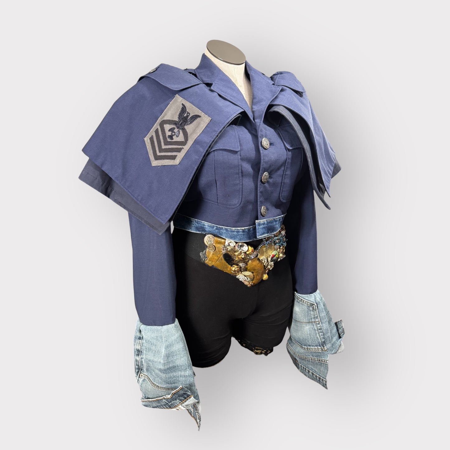 Couture Military Denim n Navy Cape Jacket
