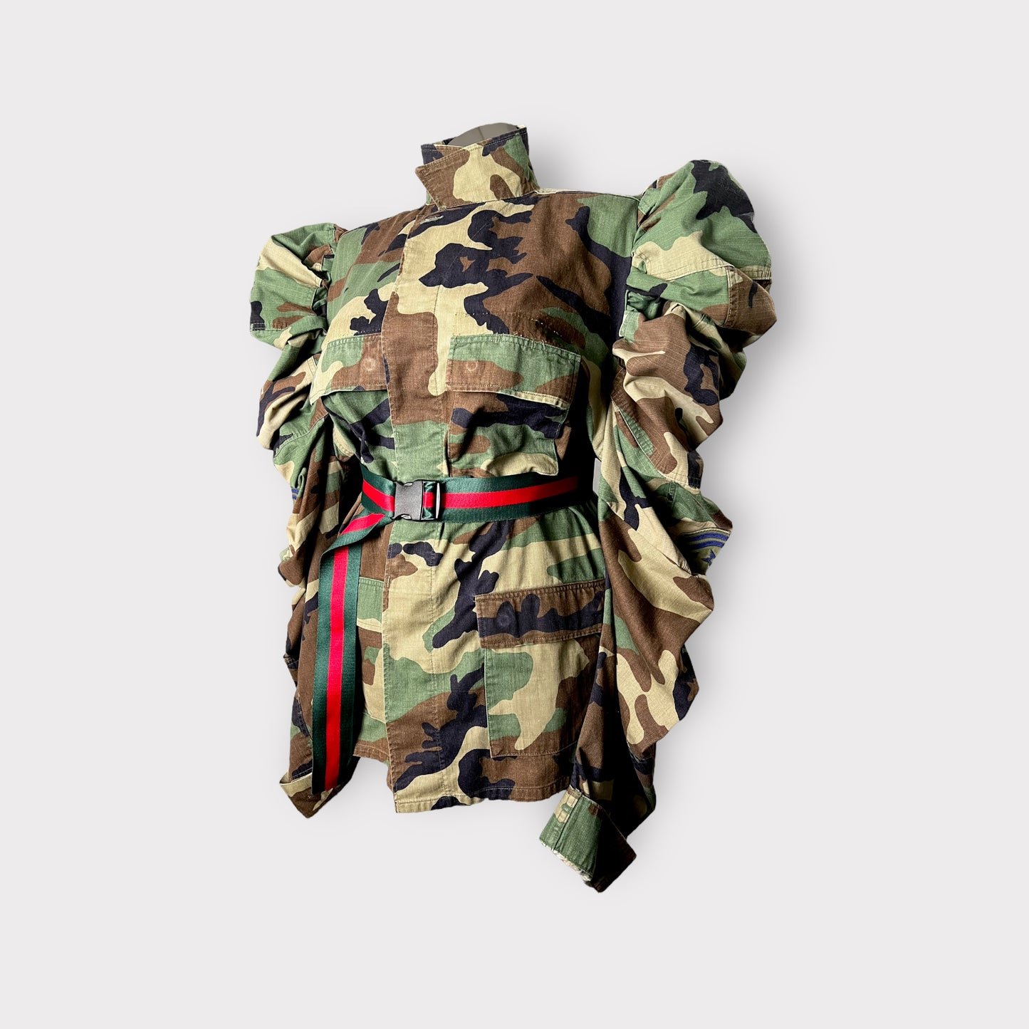 Custom Couture Puff Sleeve Camo Shacket