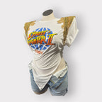 Nostalgic Street Couture Crystal Shoulder Asymmetrical Tee