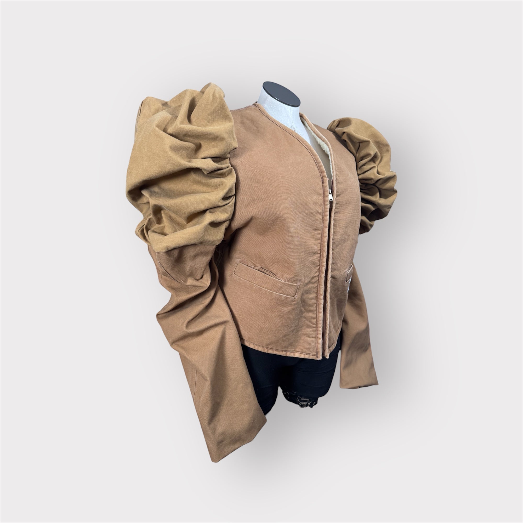Workwear to Runway Sherpa Lined Puff Sleeve Coat