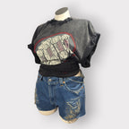 Ash Black Blinged Out Wrap Tee