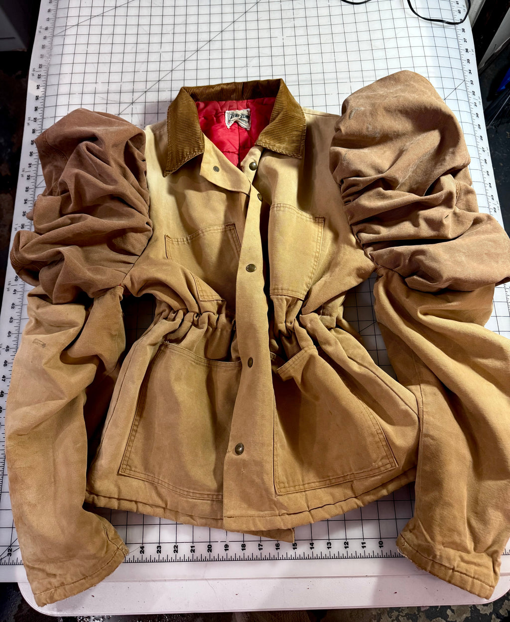 Work Wear to Runway Puffy Sleeve Coat w Custom Cinched Waist