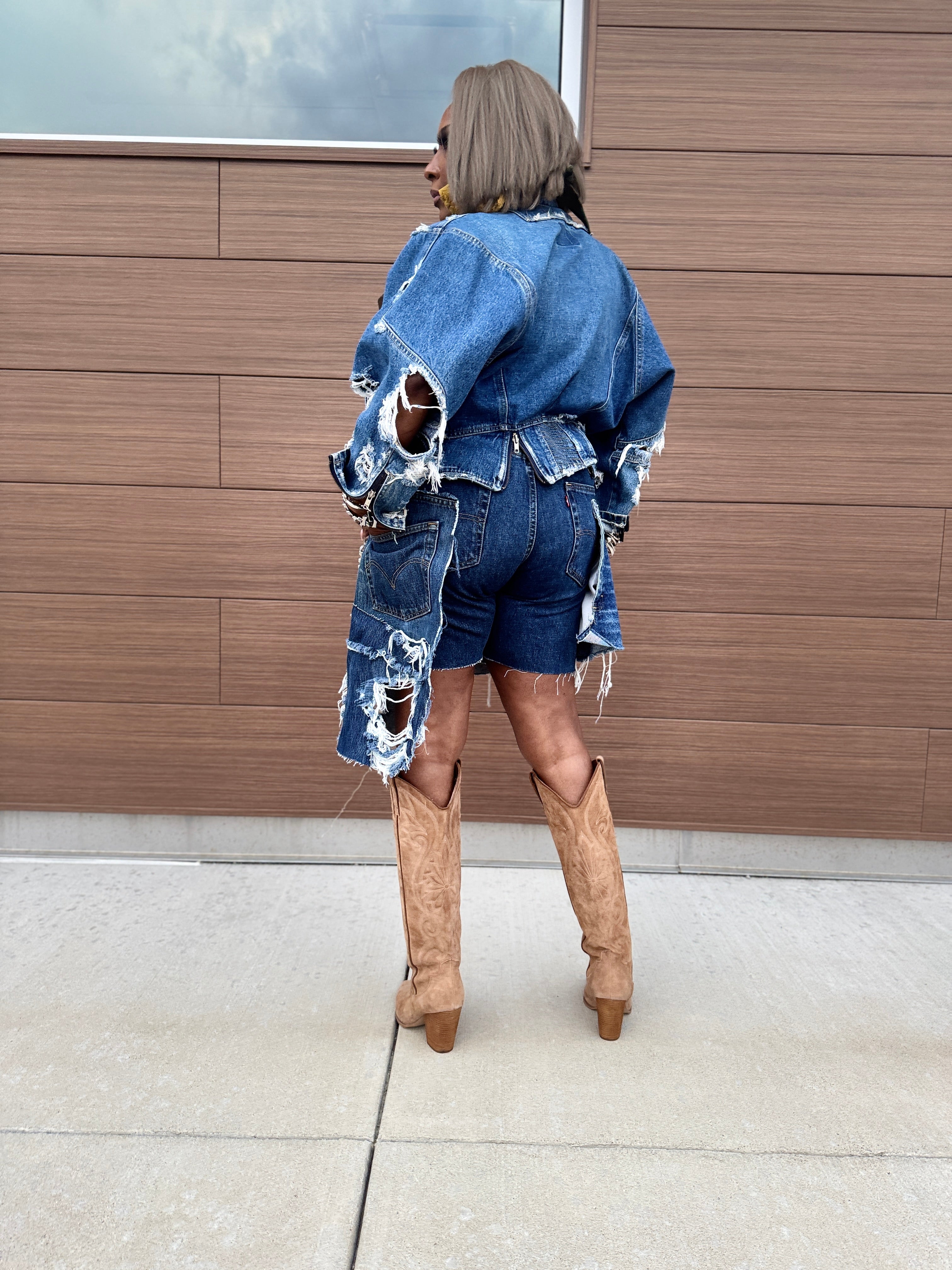 Distressed Denim Layover Bermuda’s