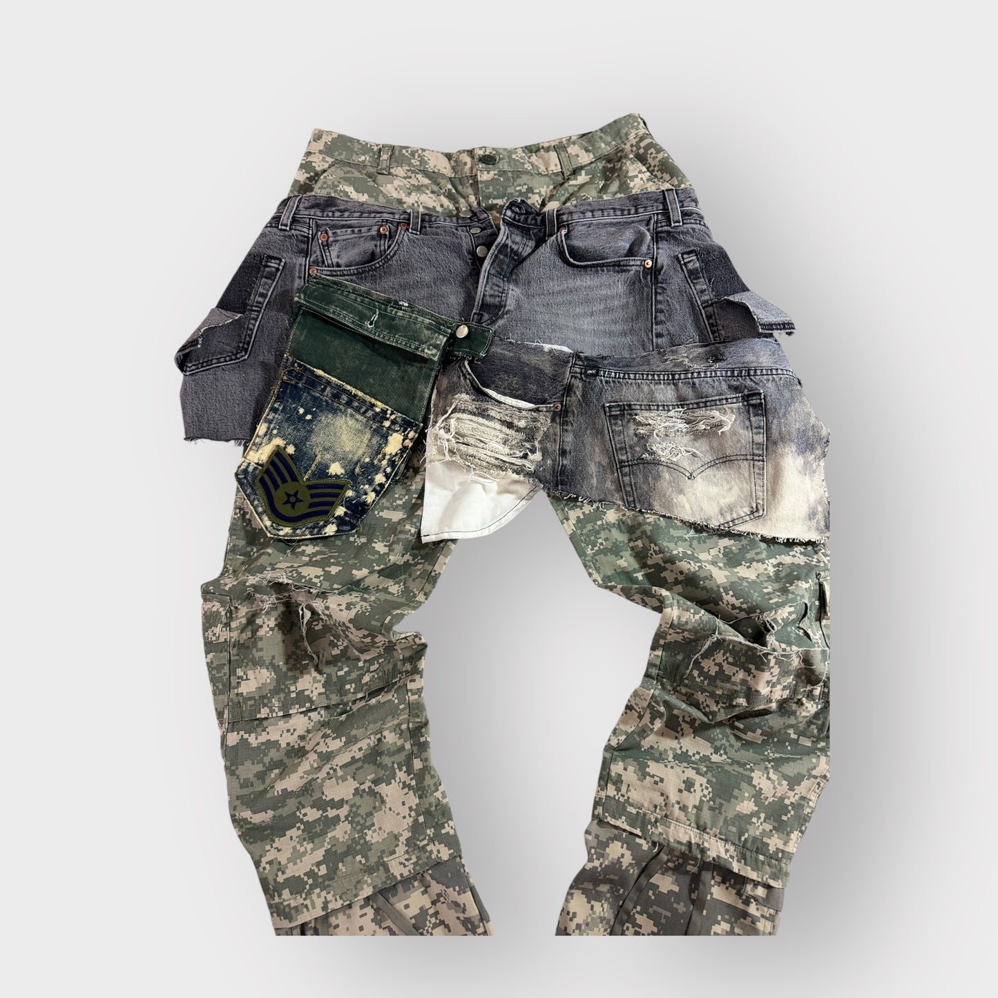 Grunge Denim Digital Camo Layover Cargos
