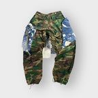 Distressed Denim n Camo Overlay Cargo Joggers