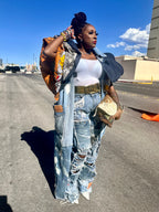 Distressed Denim Patchwork Jeans