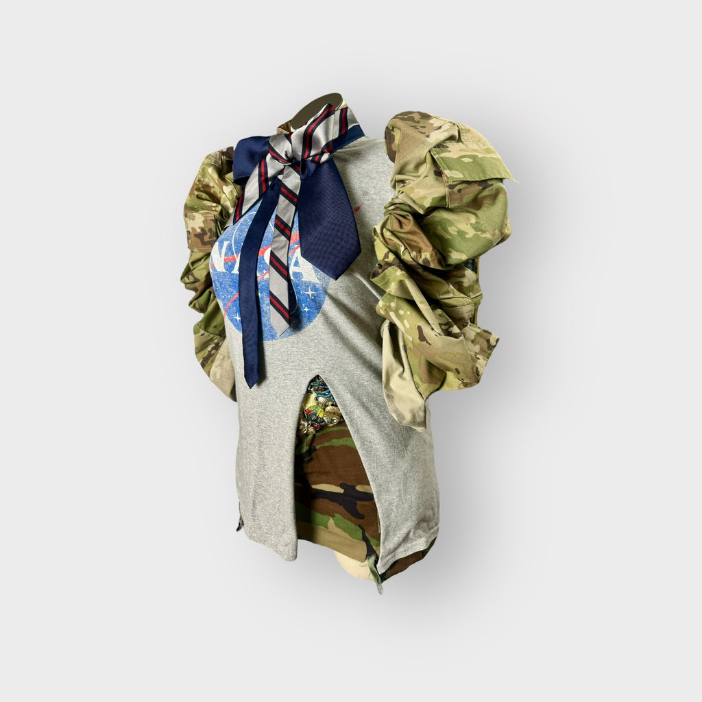 NASA Couture Sleeve Tee (navy tie)