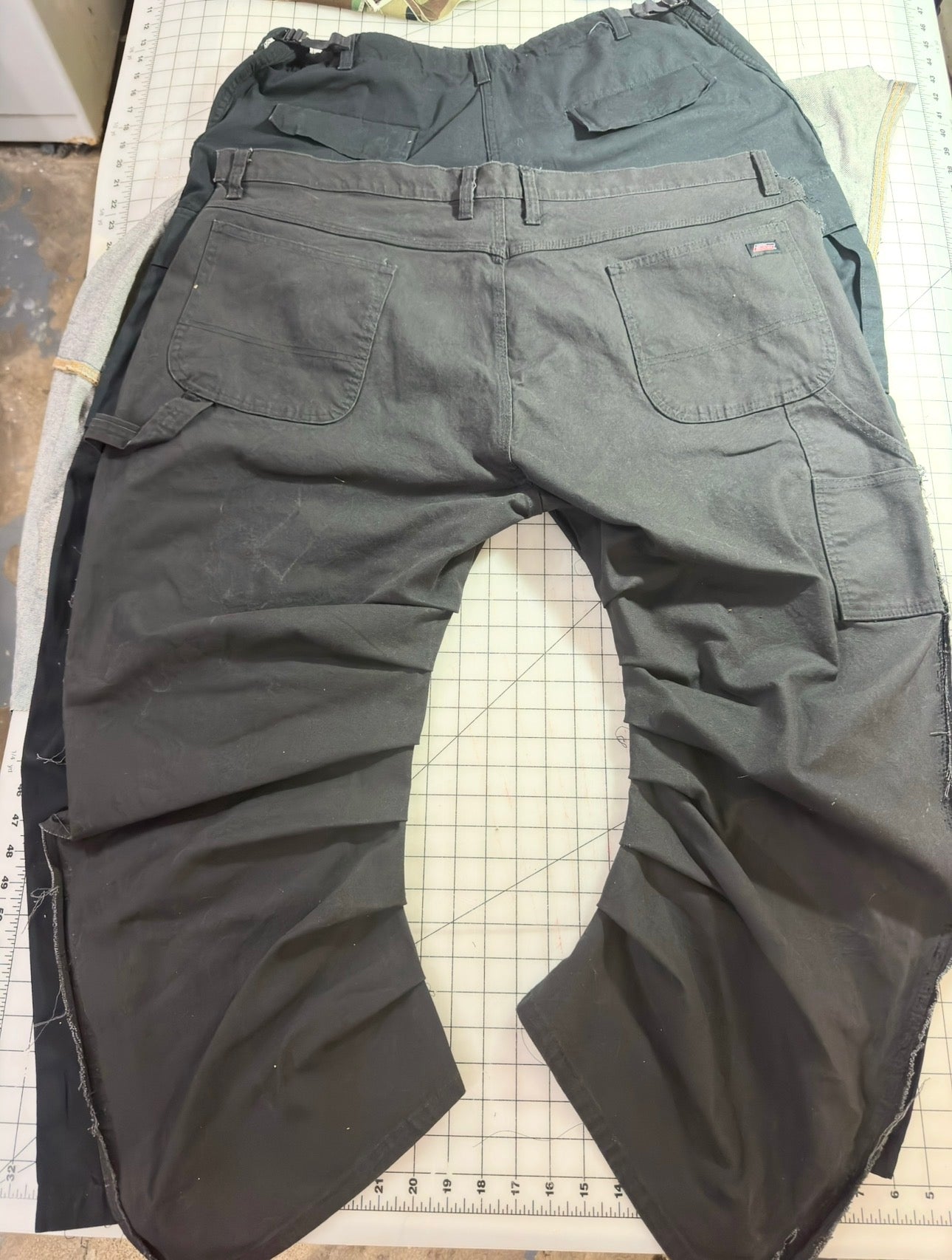 Double Cargo Inverted Barrel Pant w Denim Overlay