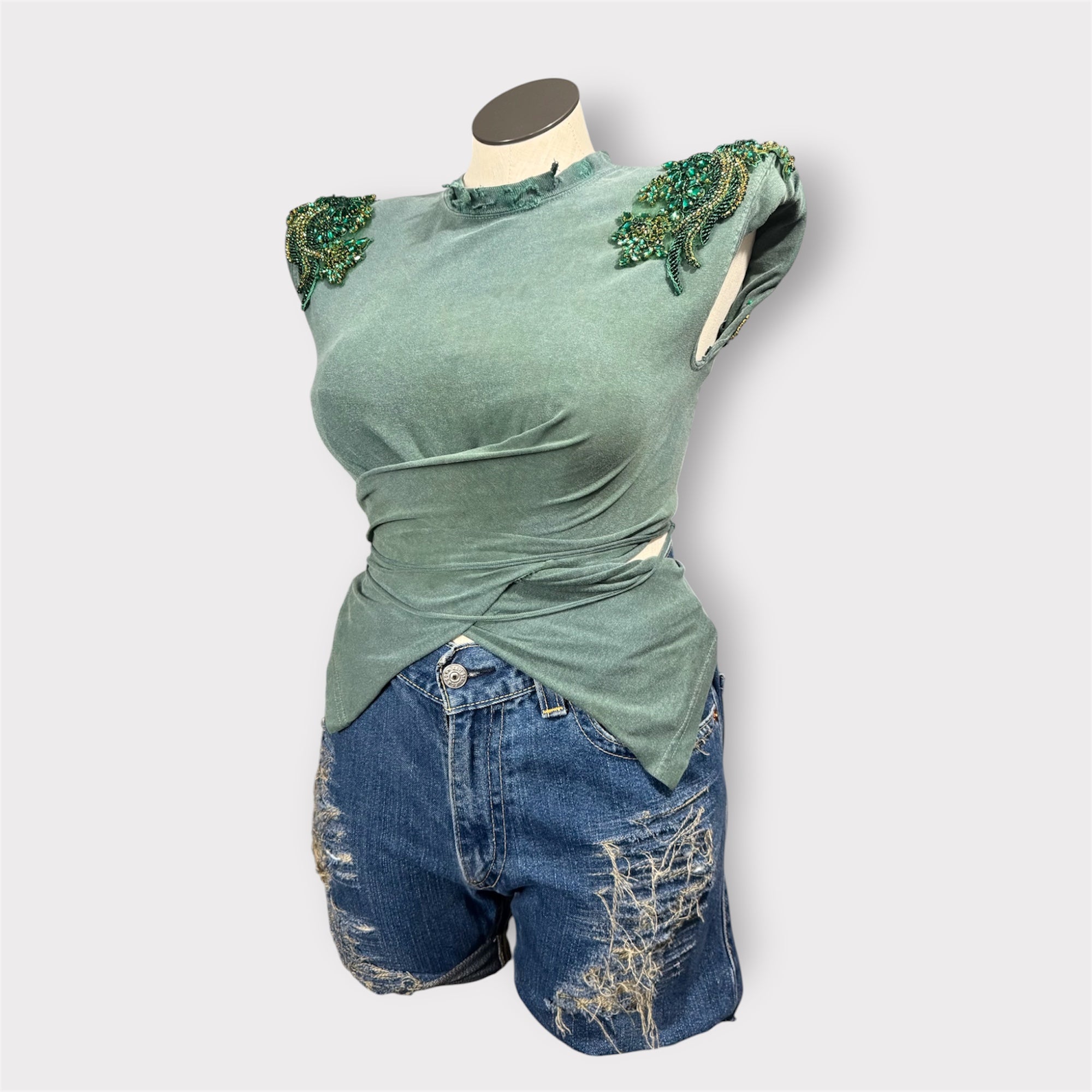 MOD Couture Bling Shoulder Waist Wrap Tee