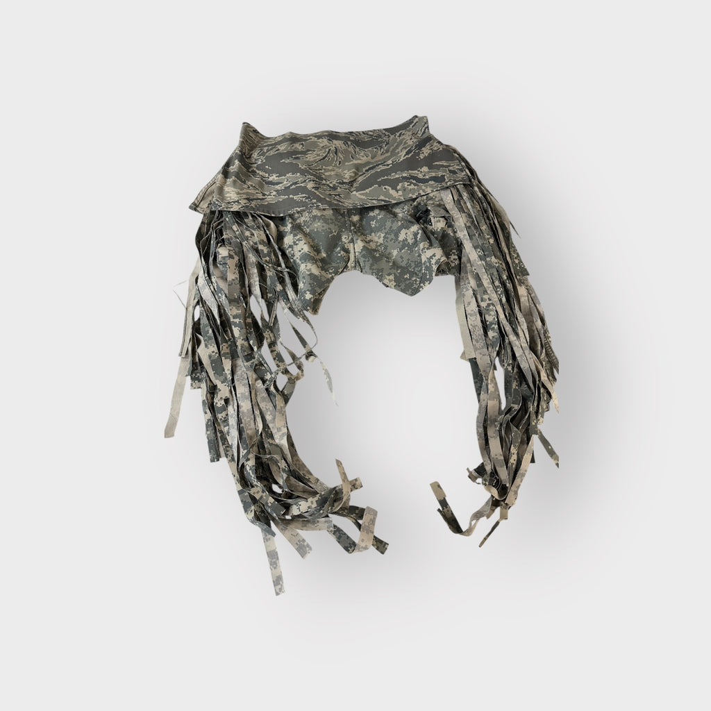 Digital Camo Exaggerated Fringe Shorts w Overlay