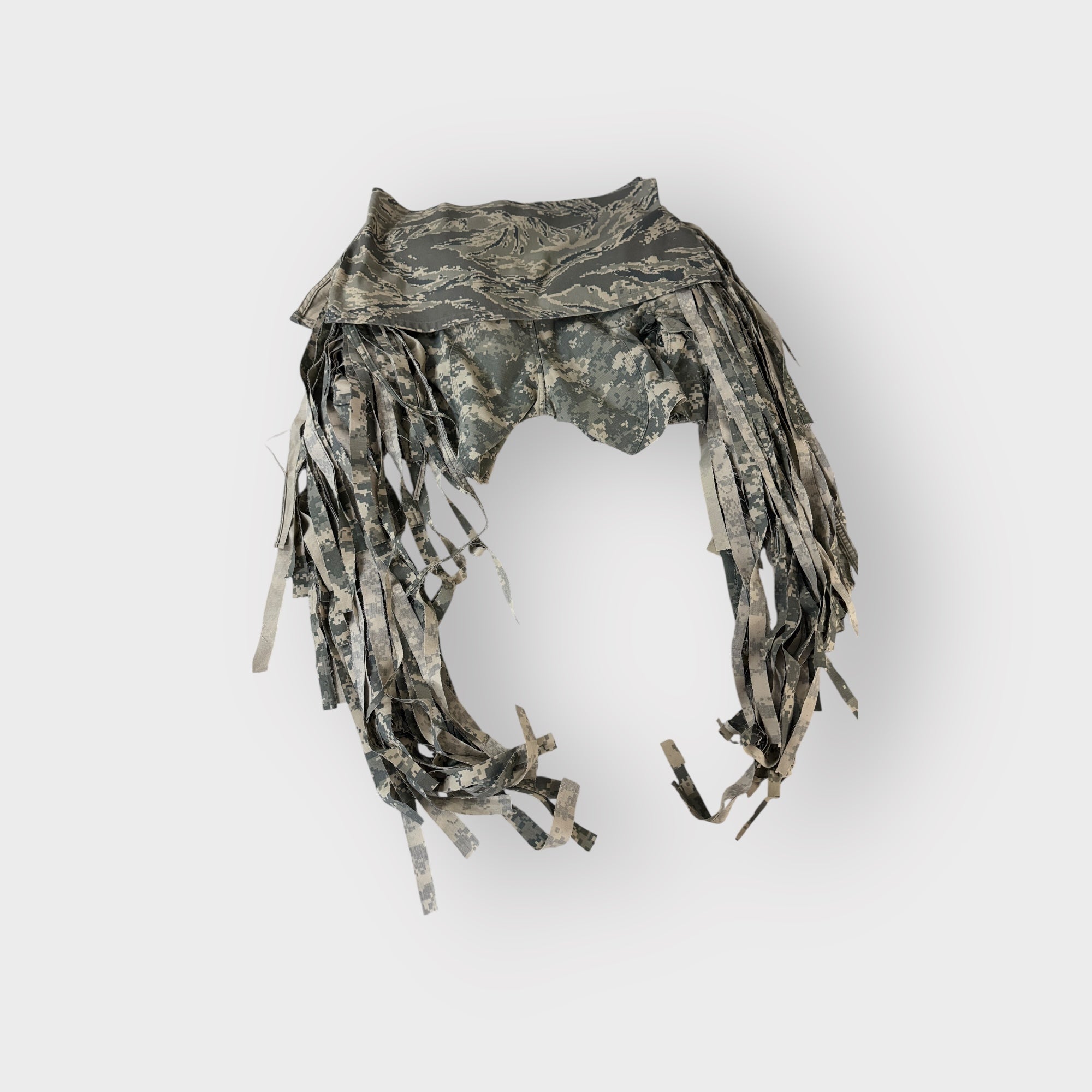 Digital Camo Exaggerated Fringe Shorts w Overlay