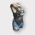 Distressed Sports Crystal Wrap Tee