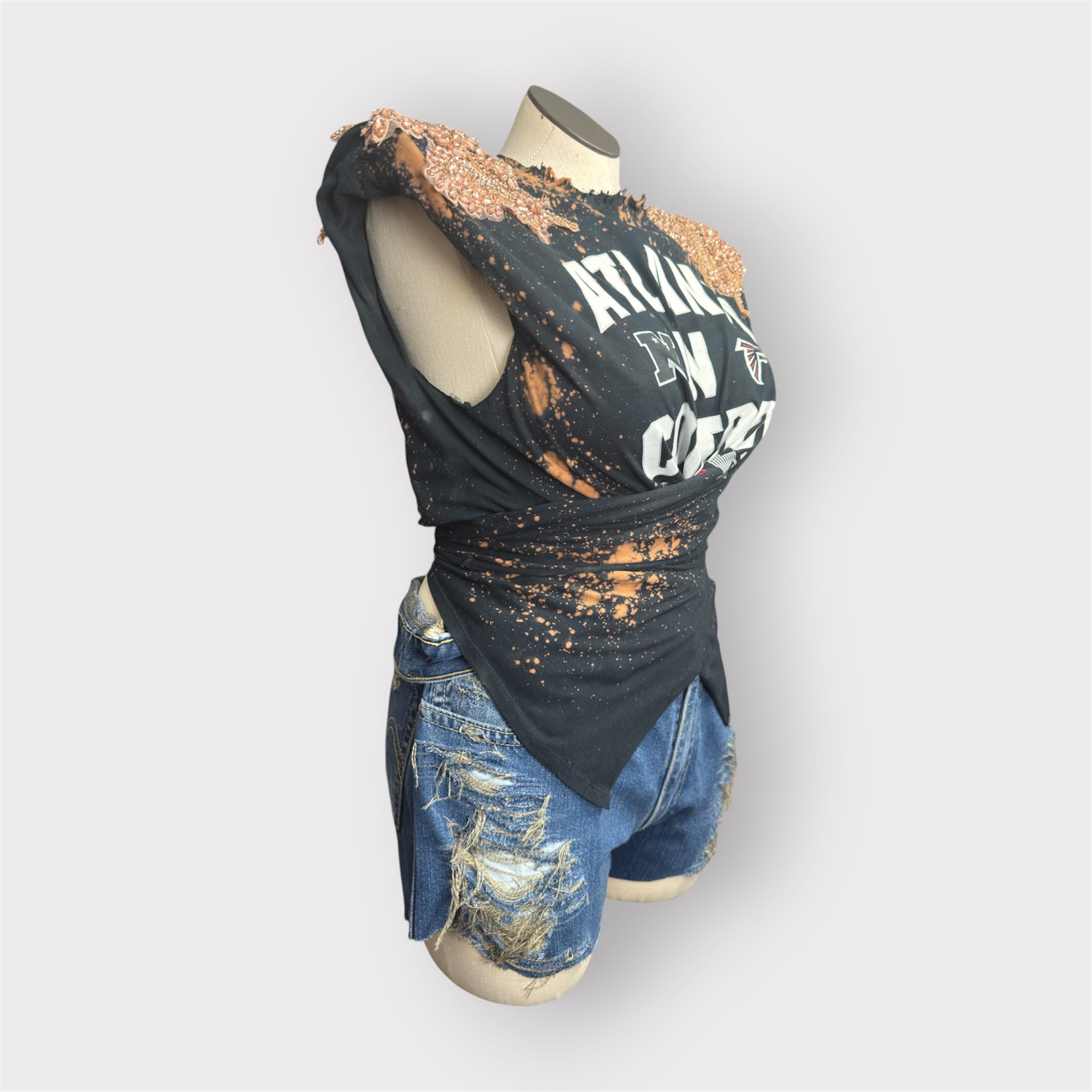 Distressed Sports Crystal Wrap Tee