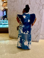 Custom Denim Patchwork Duster w Flounce Sleeves