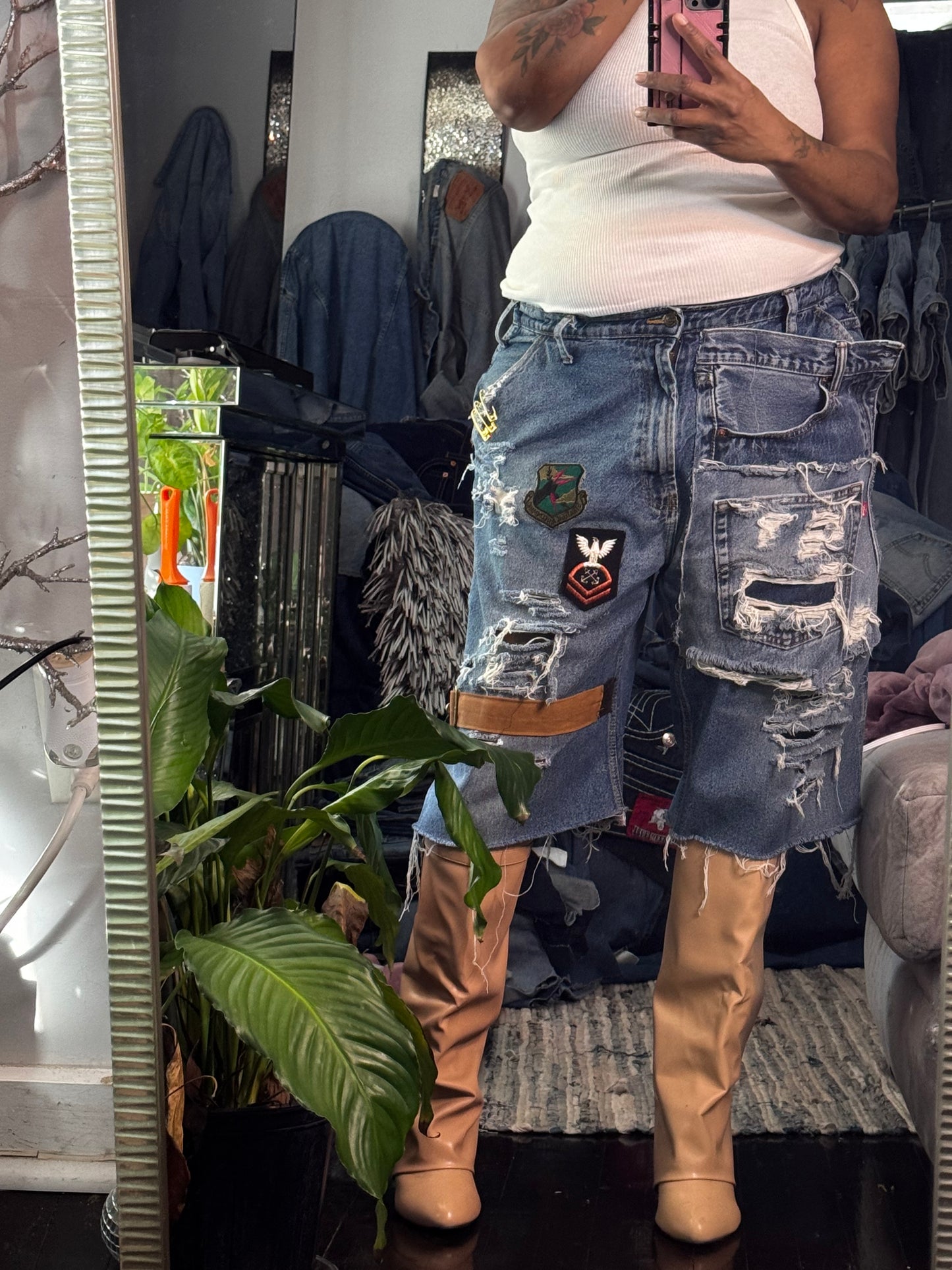 Distressed Denim Baggy Jorts