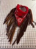 Vintage Bandana with Chocolate Leather Fringe