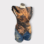 Luxe Distressed Bling Wrap Tee