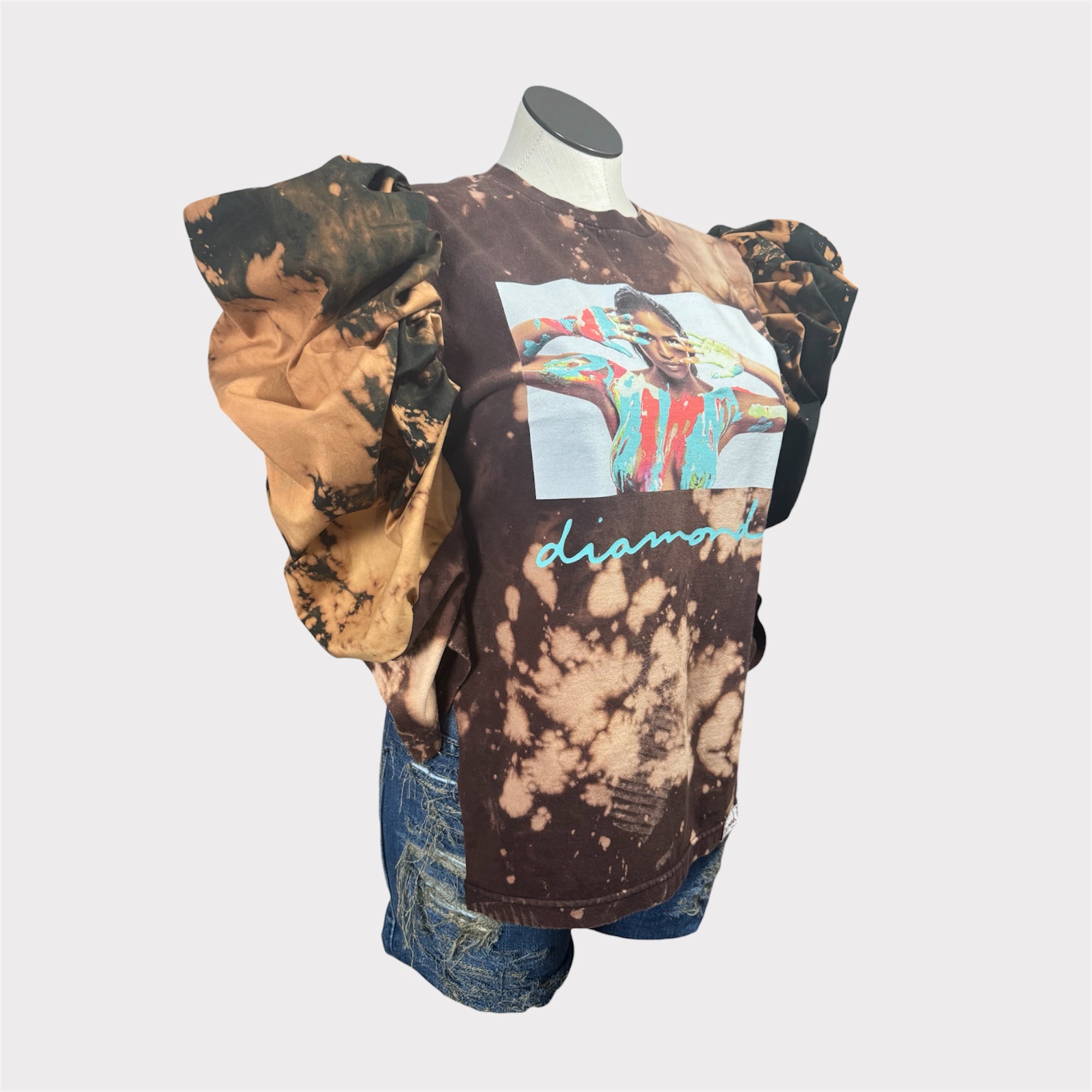 Hip Hop Puff Sleeve Tee w Side Slits
