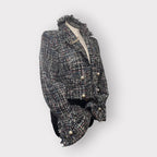 Multi Color Cropped Tweed Balloon Sleeve Blazer