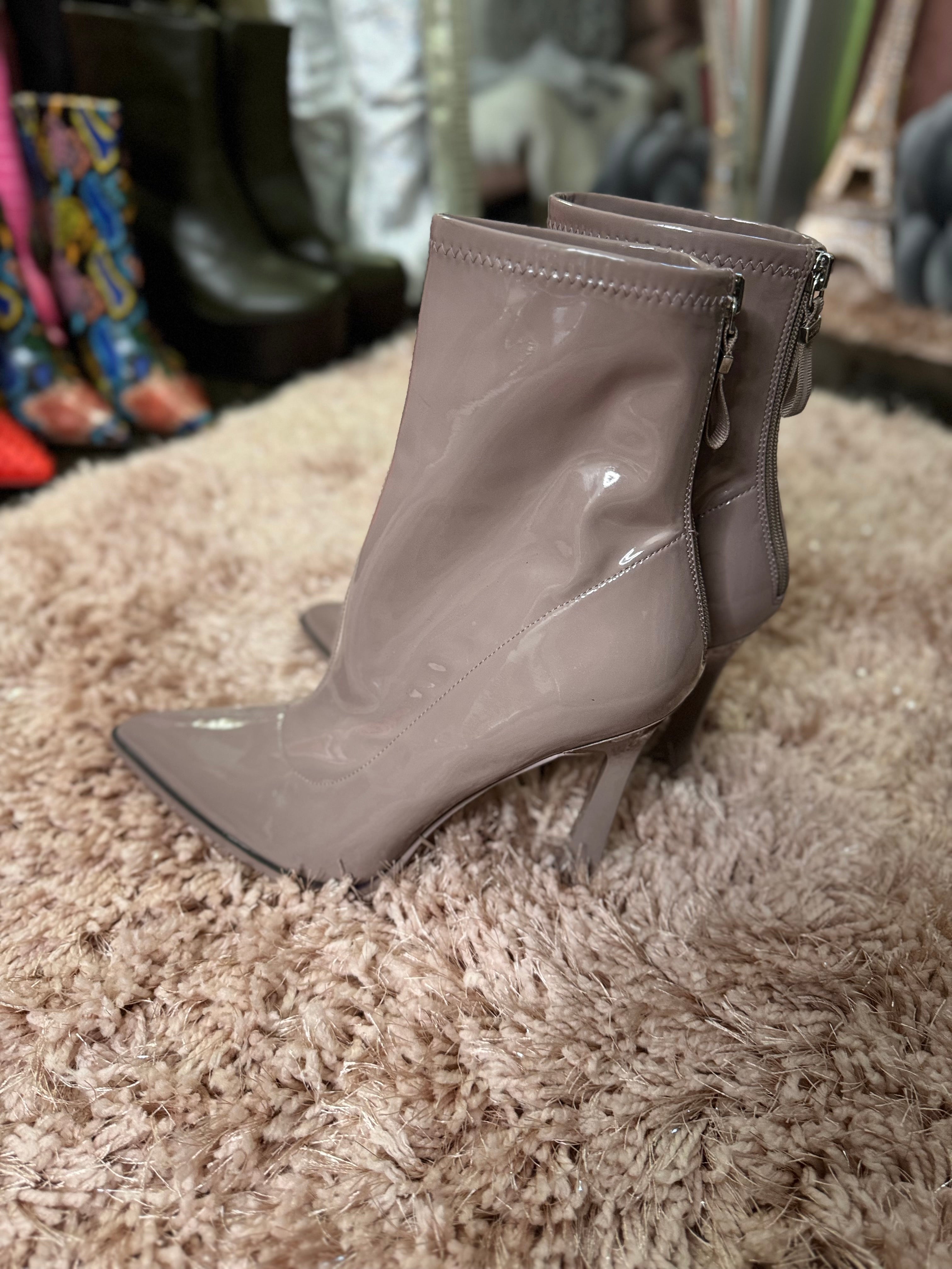 Lavender Patent Leather Booties