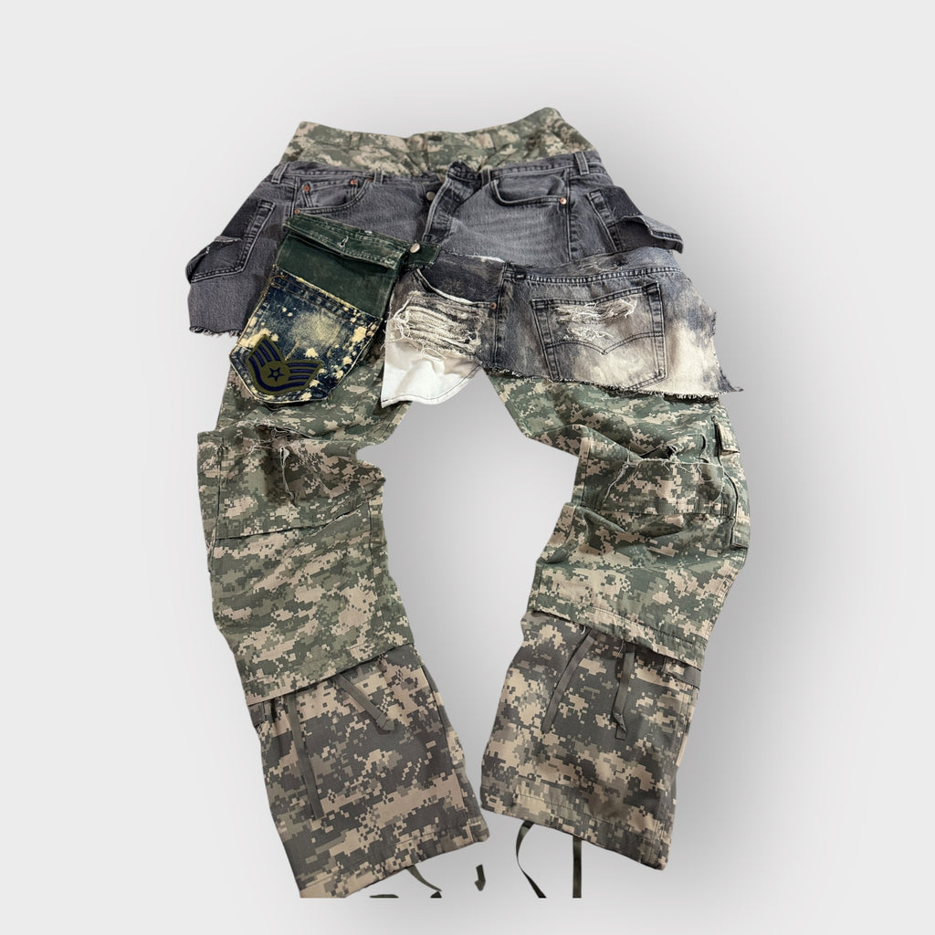 Distressed Overlay Digital Camo Cargos