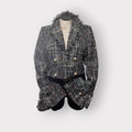 Multi Color Cropped Tweed Balloon Sleeve Blazer