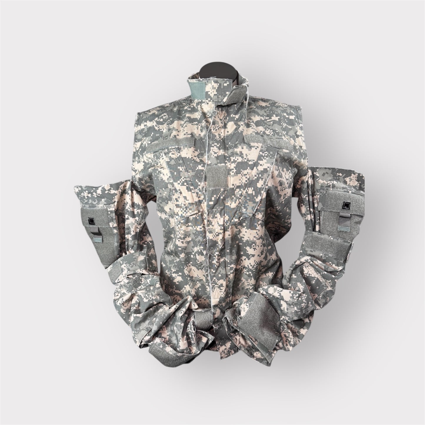 Digital Camo Cold Shoulder Bishop Sleeve Shacket