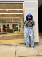 Double Denim Fringe Overlay Jeans (Made to Order)