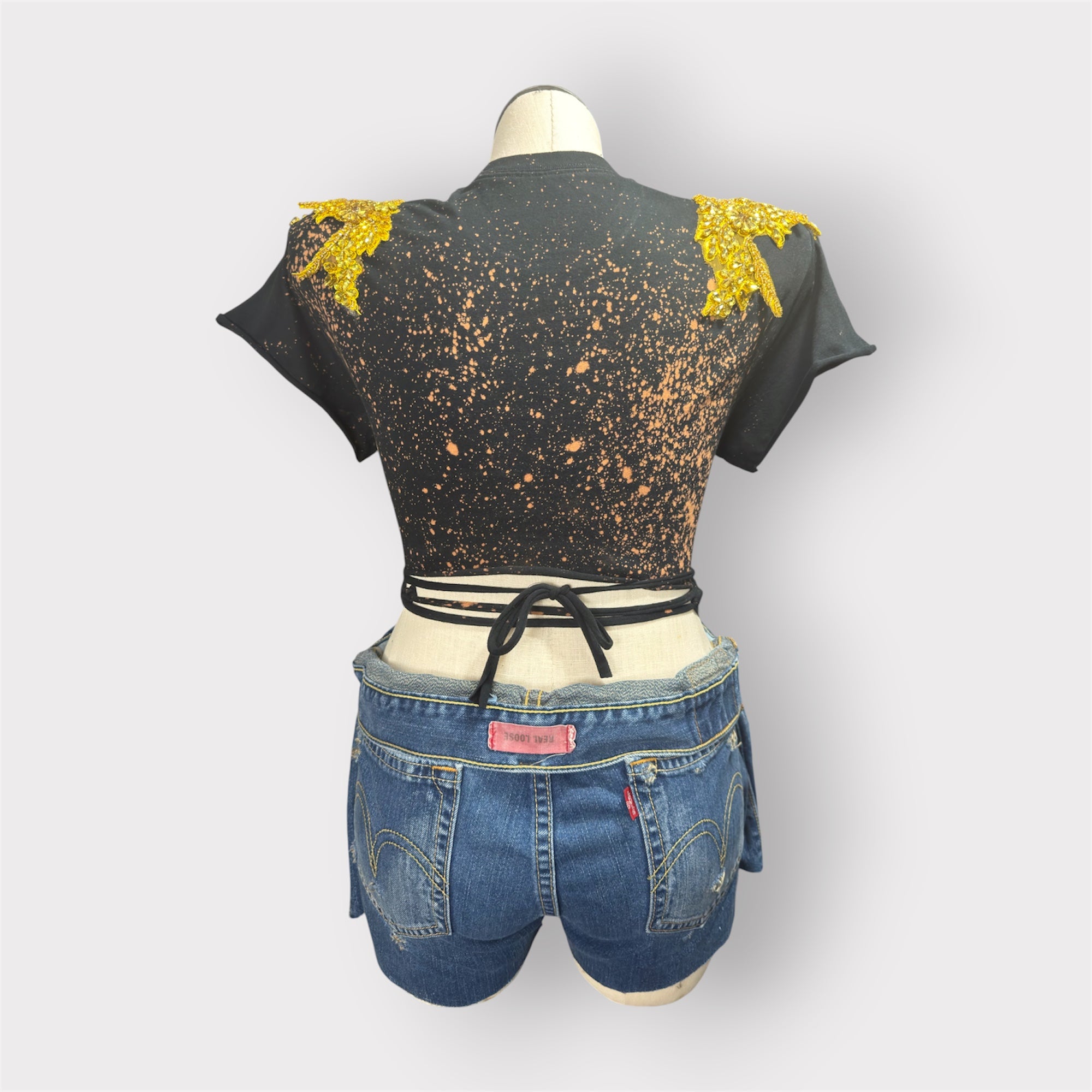 Crystal Couture Distressed Trucker Wrap Tee